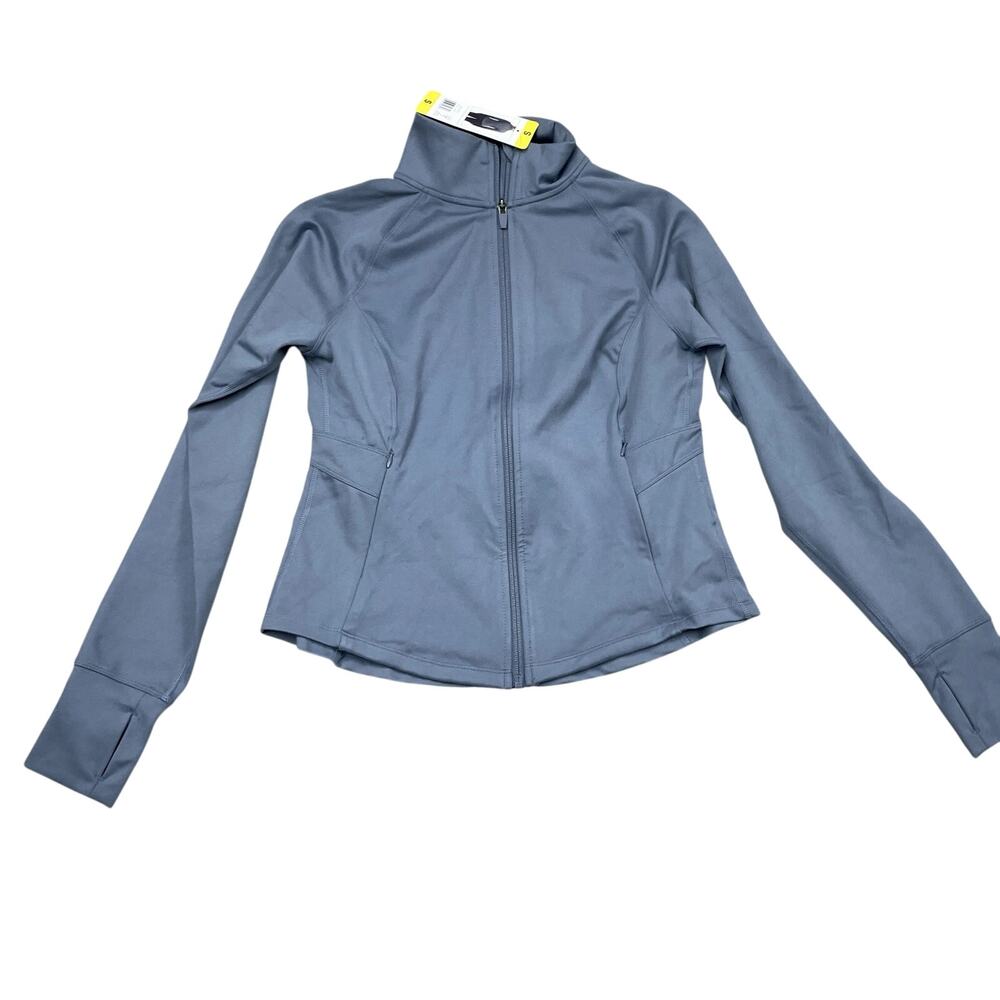 NWT Jockey Fog Grey Tulip Hem Full Zip Stretch Yoga Jacket Women's Size Large - Picture 4 of 4